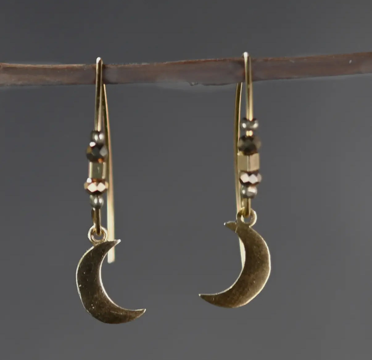 Petite Beaded Moon Earrings
