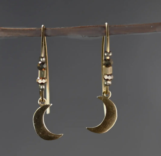 Petite Beaded Moon Earrings