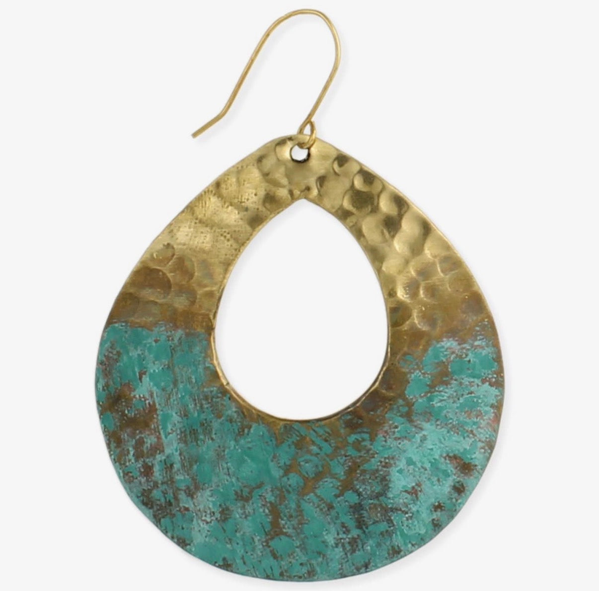 Distressed Gold Hammered
Patina Teardrop Earrings