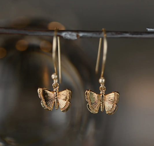 Golden Butterfly Drops Earrings