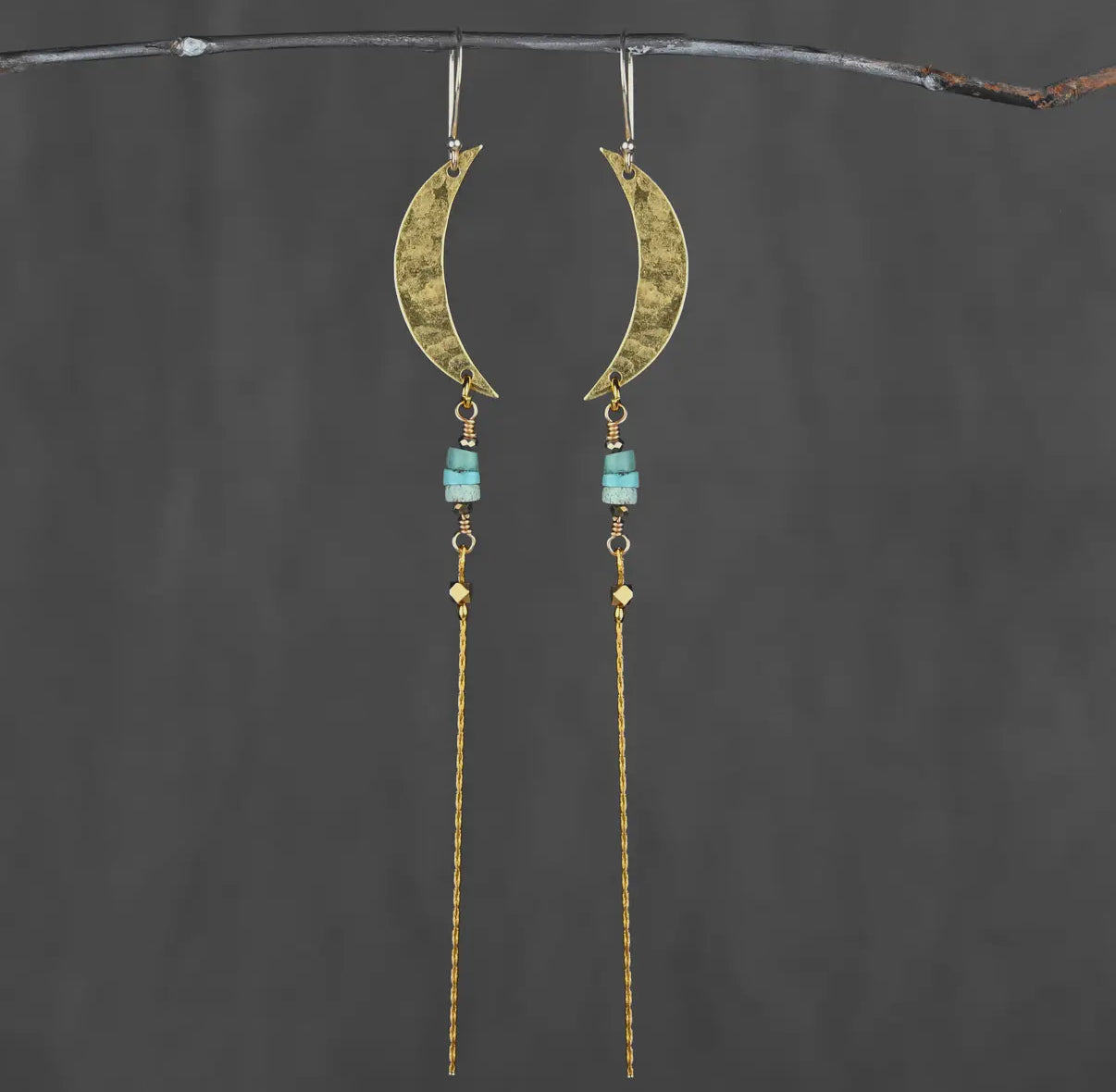 Hammered Moon w/ Turquoise Jasper & Delicate Tassel