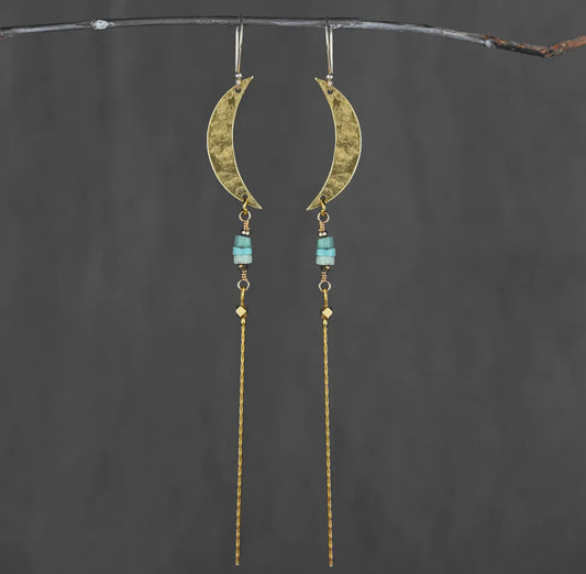 Hammered Moon w/ Turquoise Jasper & Delicate Tassel