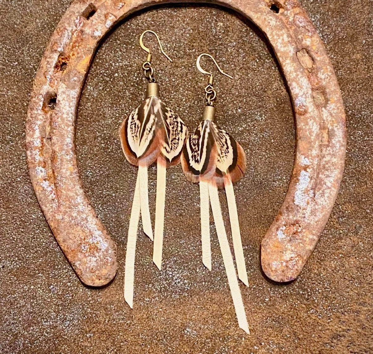 Feather Mini Earrings -
Buckskin Leather & Pheasant Feathers