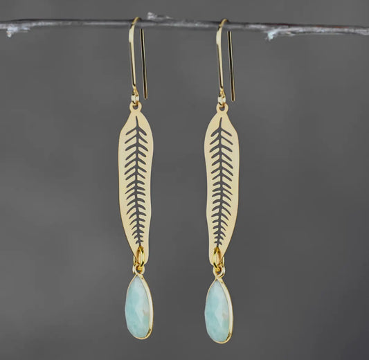 Leaf w/ Semi Precious Tear
Drop Earrings