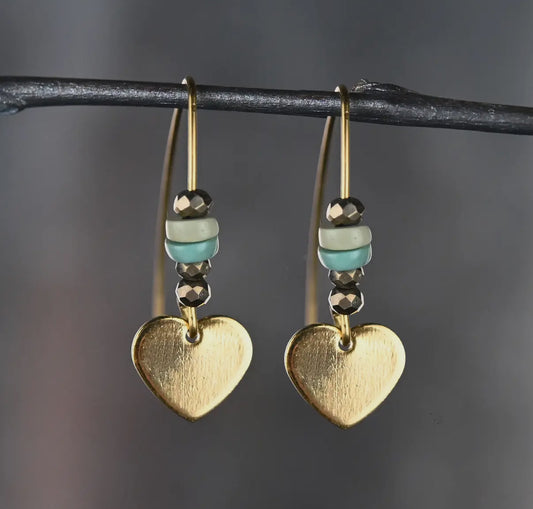 Golden Heart w/ Turquoise
Jasper Earrings