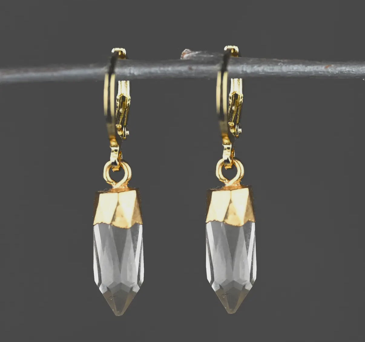 Golden Huggie w/ Crystal
Drop Earrings