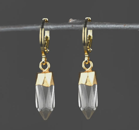 Golden Huggie w/ Crystal
Drop Earrings