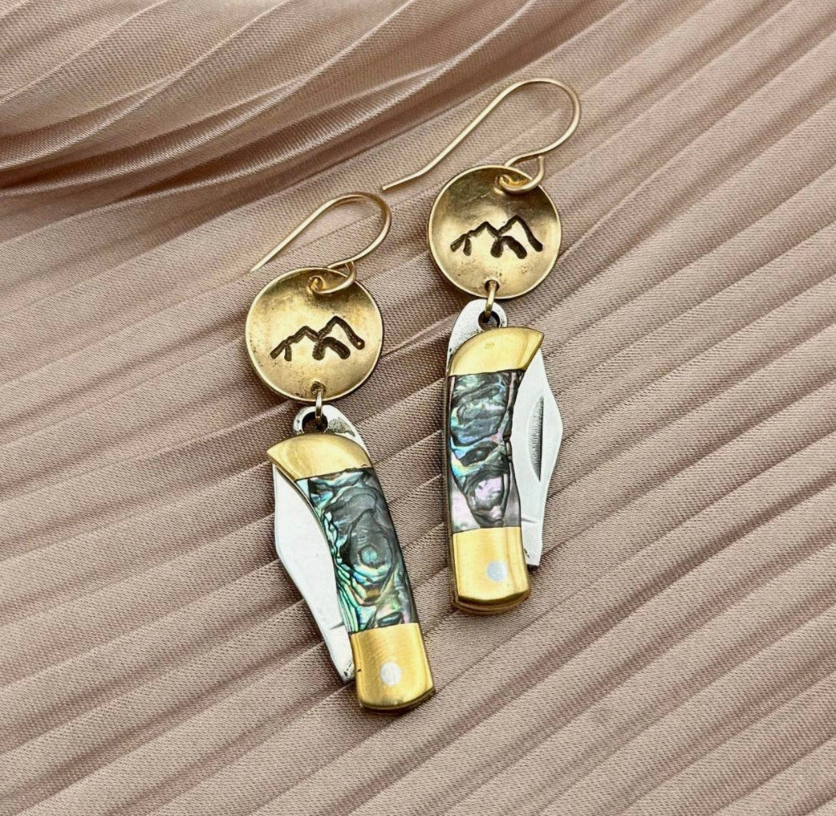Mountain Stamp (Abalone) Earrings