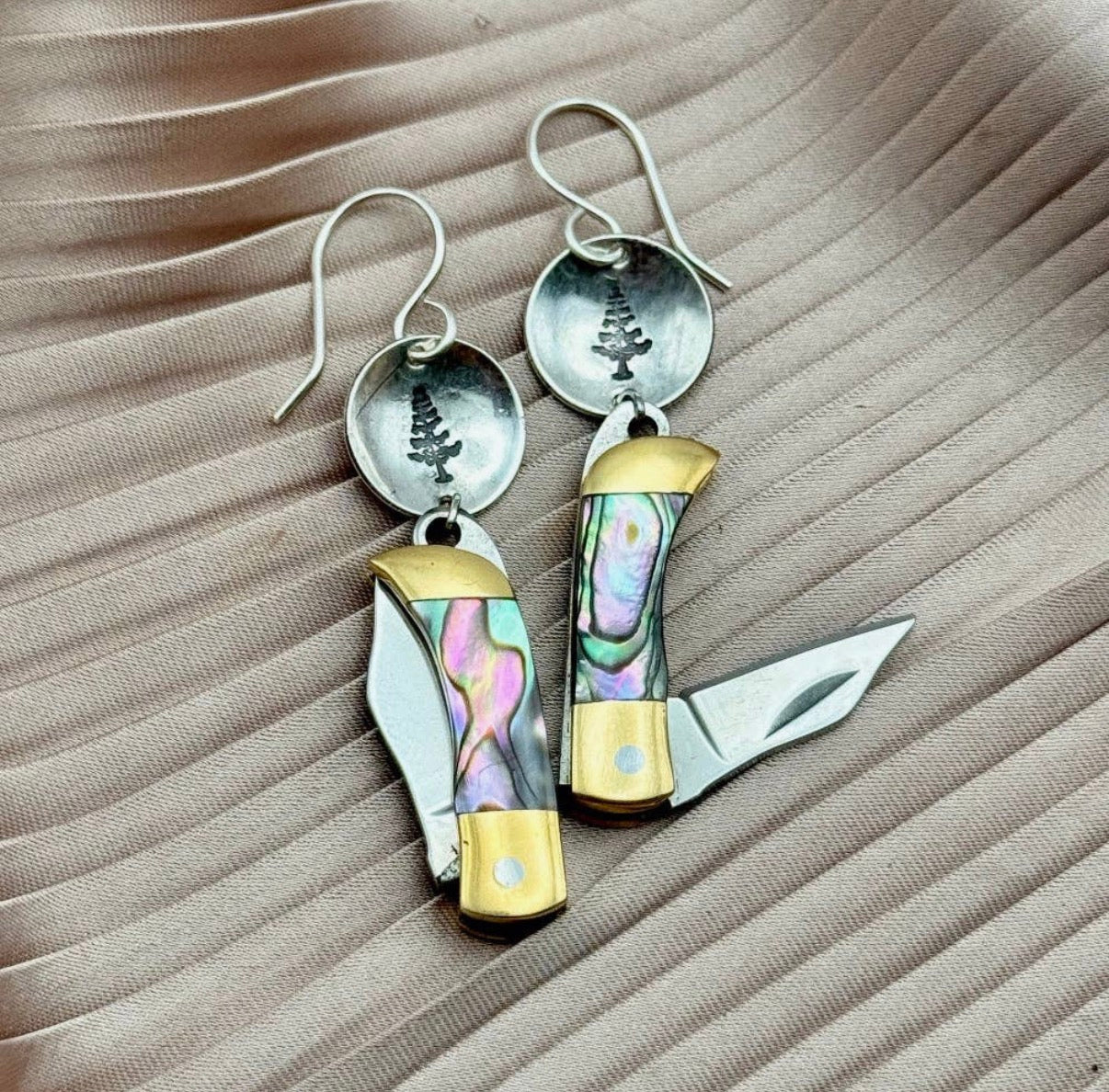 Tree Stamp (Abalone) Earrings