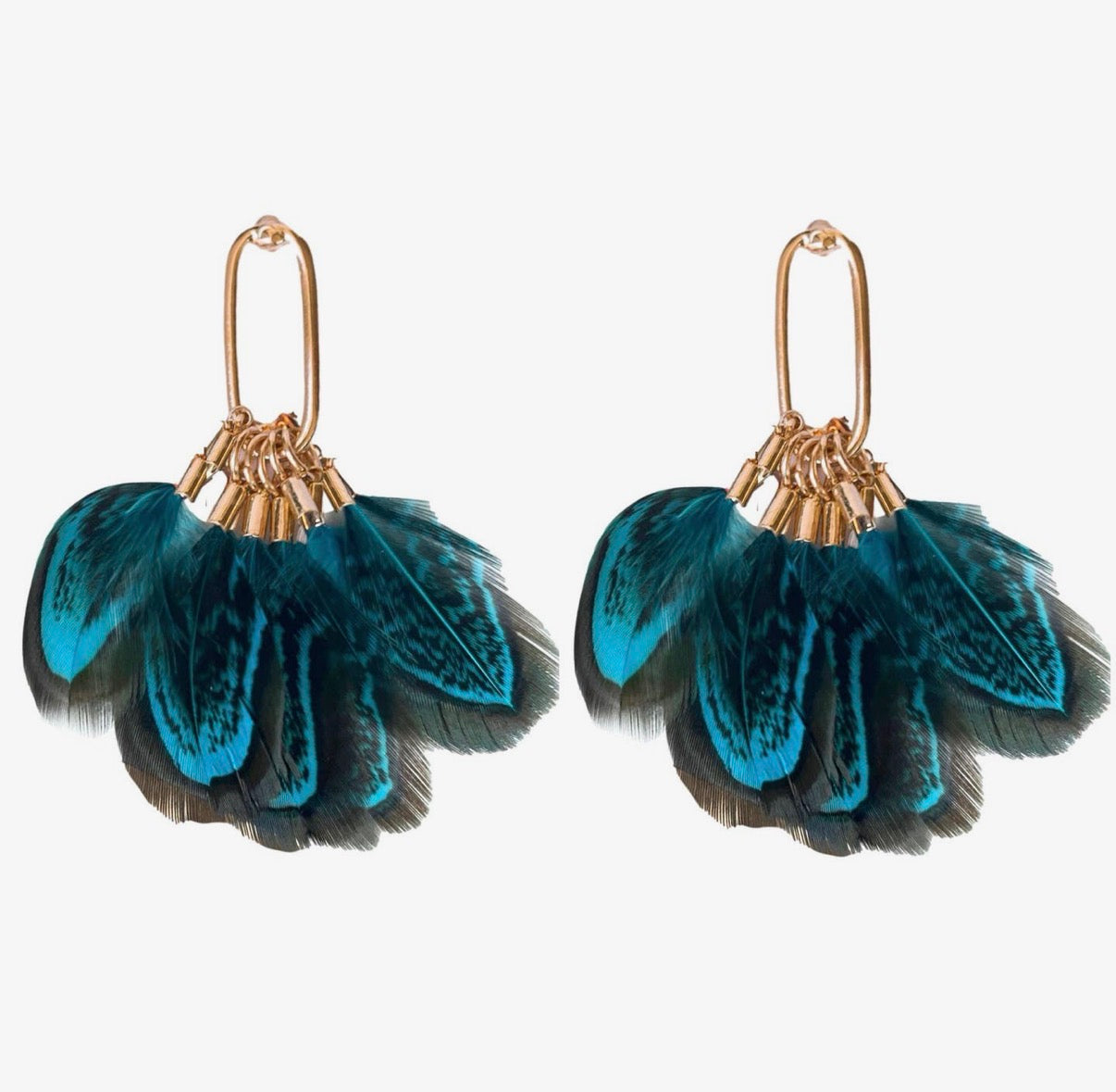 Peacock Feather Tassel Earrings