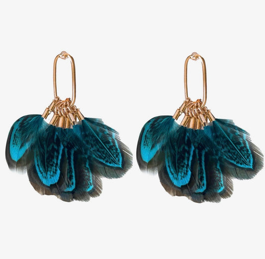 Peacock Feather Tassel Earrings