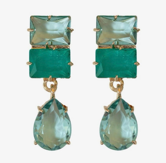 Amalfi Turquoise Ombre Gem Drop Statement Earrings
