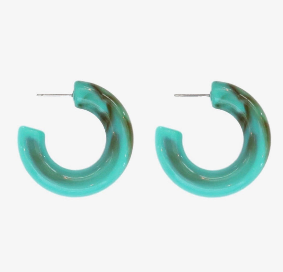 Turquoise Chunky Lucite
Statement Hoop Earrings