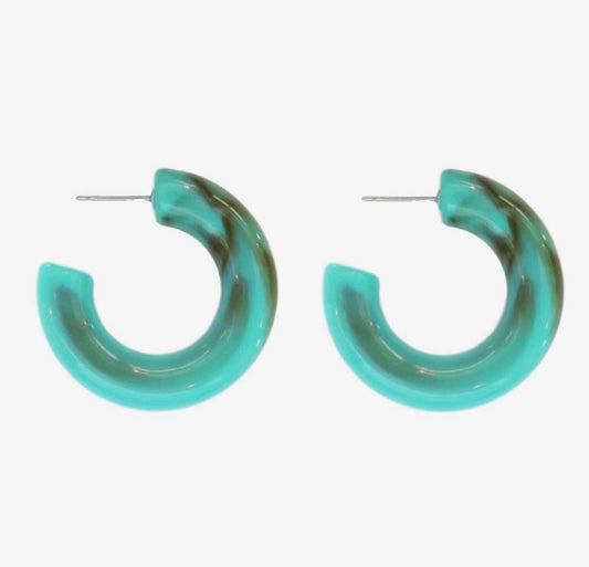 Turquoise Chunky Lucite
Statement Hoop Earrings