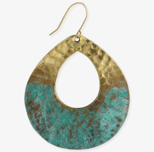 Distressed Gold Hammered
Patina Teardrop Earrings