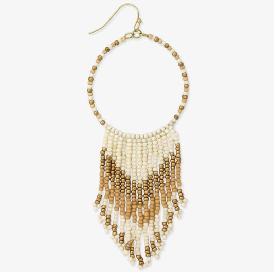 Desert Tan Cream Beaded
Fringe Earrings