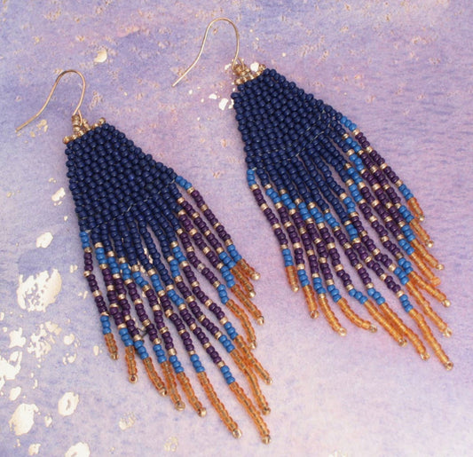 Blue Moods Beaded
Fringe Earrings