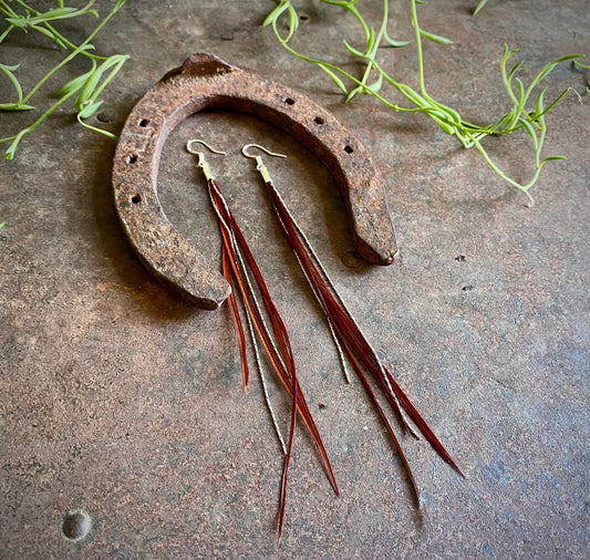 Mini Feather Earrings - Coachman Brown/Silver, Boho Western