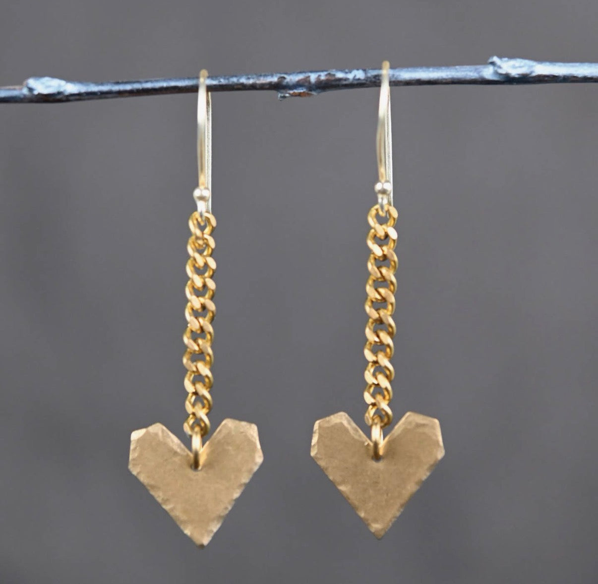 Brass Hammered Heart & Chain