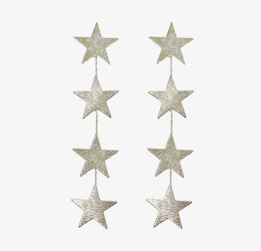 Silver Star Duster Drop Earrings