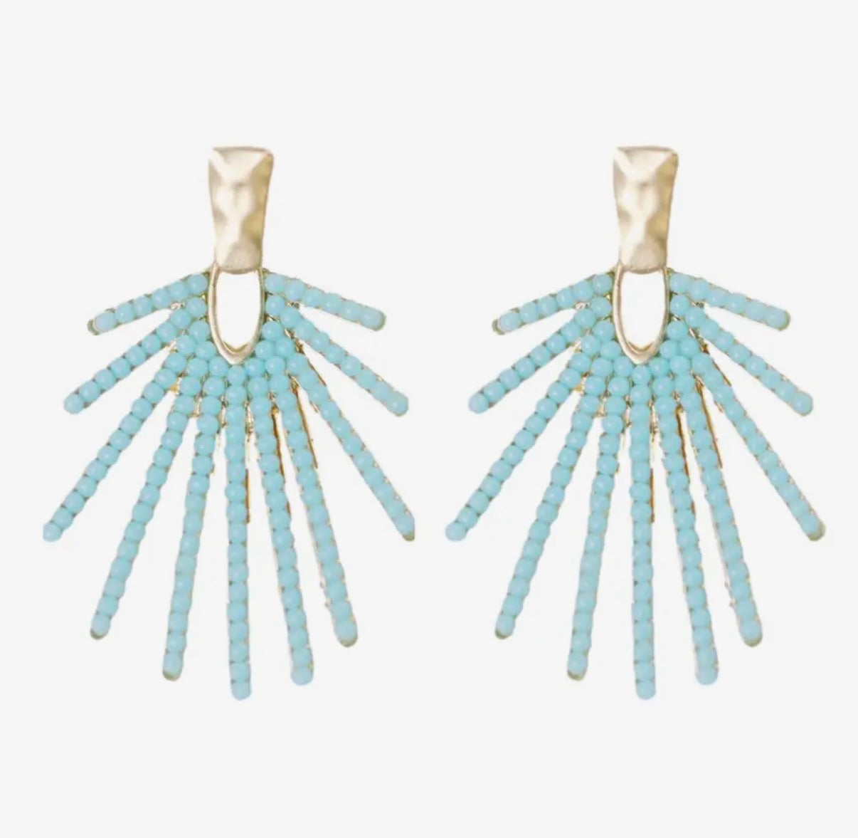 Light Turquoise Sunburst Statement Drop Earrings