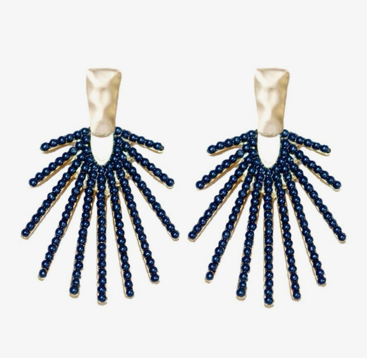 Navy Sunburst Statement
Drop Earrings