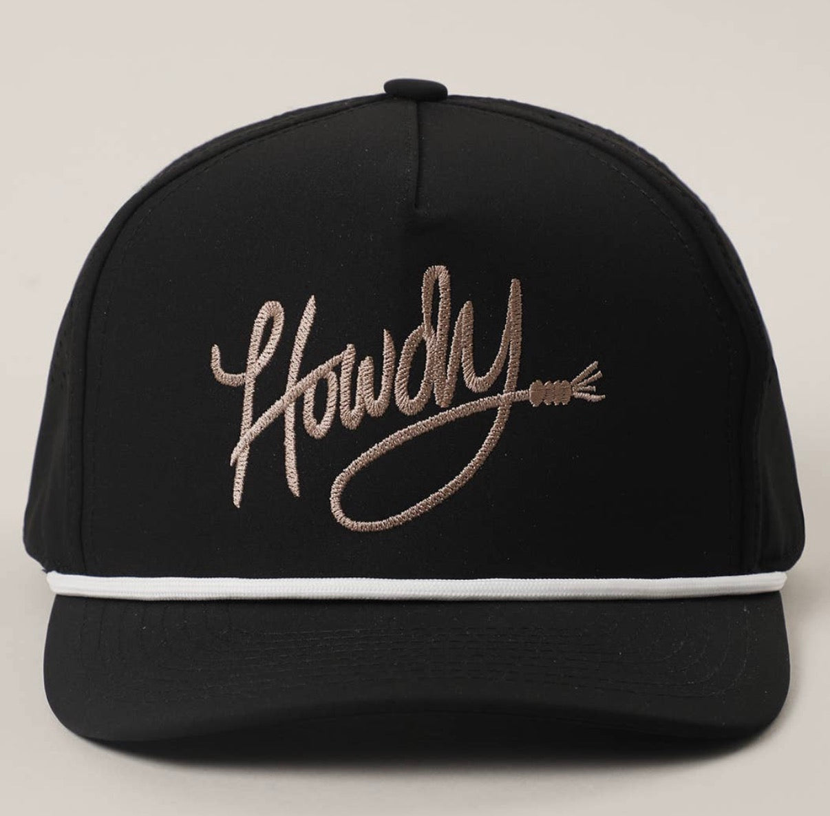 4- Howdy Embroidered Premium Materials Rope Strap Trucker Hat