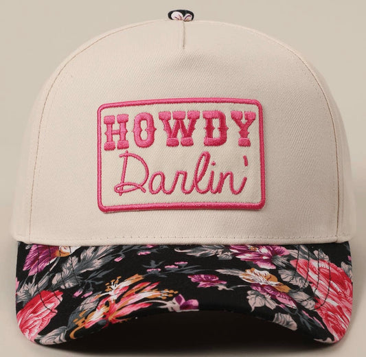 4- Howdy Darlin' Embroidery Patch Floral Two-Tone Hat