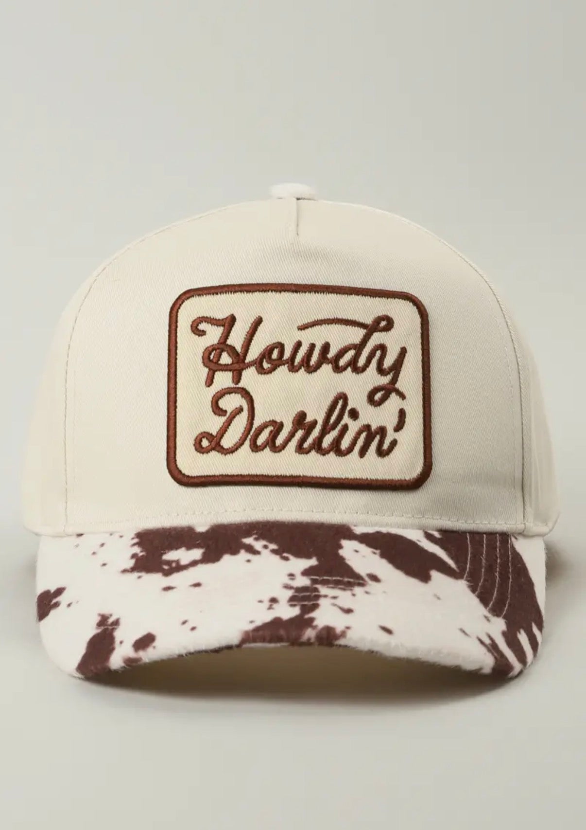 4- Howdy Darlin' Embroidered Patch Animal Print Trucker Hat