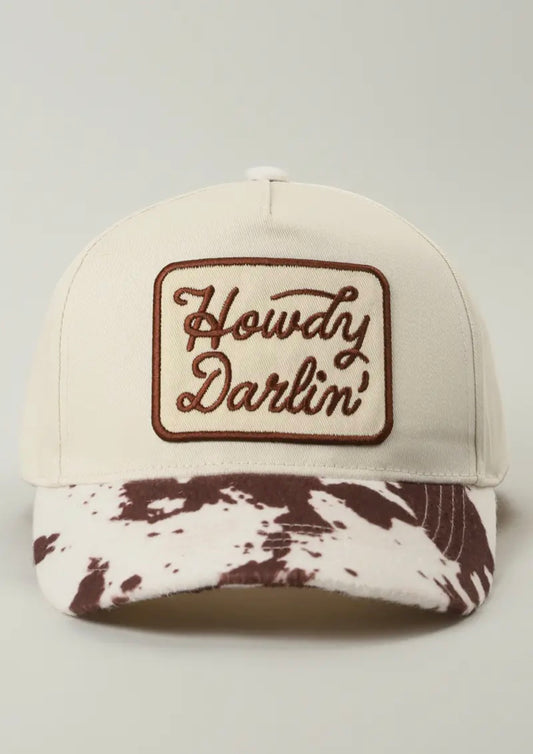 4- Howdy Darlin' Embroidered Patch Animal Print Trucker Hat